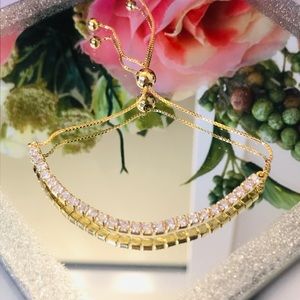 Yellow Sterling silver CZ bolo bracelet NEW!